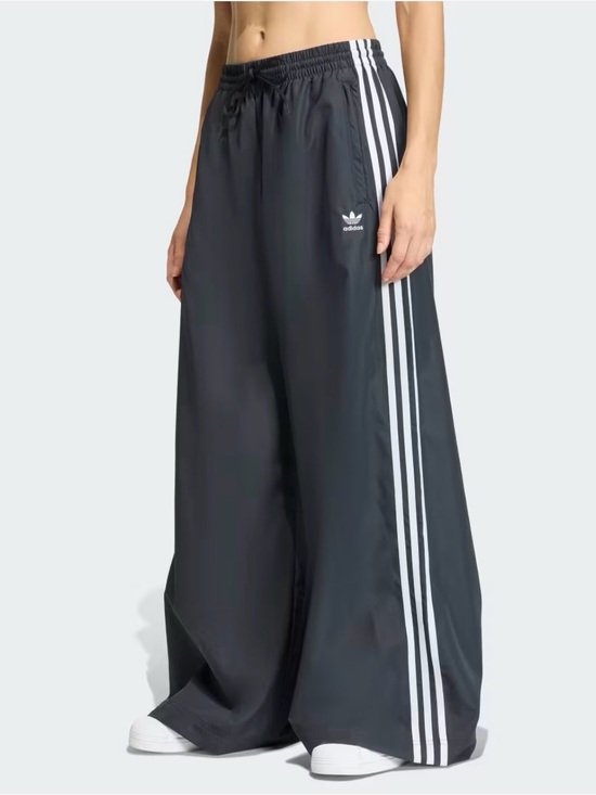adidas Pants - NEW Adidas Wide Leg Track Pants with Three Stripes - Black & White